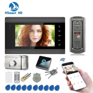 Intercom Tuya Smart 7 tum HD WiFi Video Door Phone Lägenhetssystemet med elektrisk låsåtkomstkontroll Support Detection Record