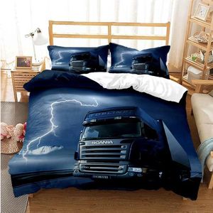 Bedding Sets Caminhão pesado Tampa de edredão macia Microfiber Car Set for Kids Quilt Room Decor 2/3pcs