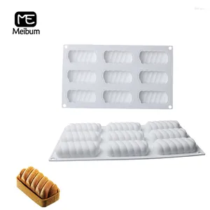 Moldes de cozimento meibum 9 Cavidade Twist Shape Silicone Mold Diy Chocolate Sobremsert Decoração de molde Moldin Mousse Bolo Modle Tools