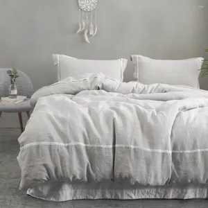 Bettwäsche -Sets Simpleopulence Leinen 3pcs Duvet Cover Set Französisch gewaschene Flachswäsche Kingsize -Kissenbezug Bettdecke Blatt