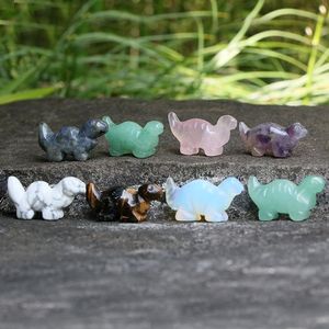 Whole Party Favor Animal Dinosaur Collectible Stone Carving Art Figurine Natural Amethyst Pocket Healing Crystals Gemstones KD8589766