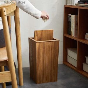 Abfallbehälter japanische Holzgenähte Mülleimer können Haushalts Wohnzimmer Schlafzimmer Küche 10l kreativer Toilettenpapier Korb Walnussholz L46 abdecken