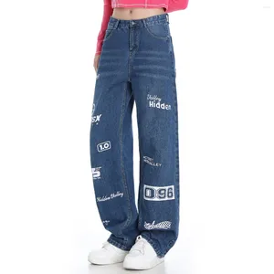 Jeans femminile 2024 autunno ad alta vita in stile britannico in stile britannico pattern inglese commentano i coreani su molti vestiti shippin