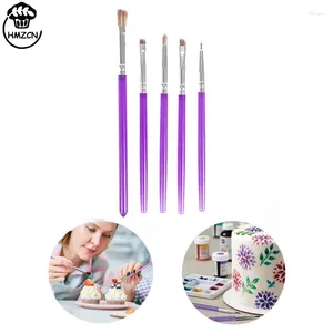 Backformen 5pcs Fondant Cake Pinsel Set DIY Zuckerhandwerk Dekoration Werkzeuge Stift zum Malen von Keksdekoration