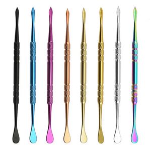 Rainbow Silver Metal Dab Tools Ferramenta de cera Dabber Acessórios para fumantes de longa Ferramentas de longa colher de aço inoxidável erva seca para banger bongs de água tubos de água