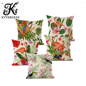 Pillow Plant Cover Tropic Tree Green Throw Flamingo Bird Decorative Pillows Flower For Sofa Car