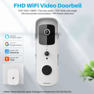 Kontrolle V30 Tuya Smart Video Doorbell Wireless WiFi 1080p Video Intercom Door Bell Twoway Audio funktioniert mit Alexa Echo Show Google Home