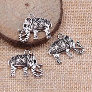 Charms Ehepaar Anhänger doppelseitig thailändischer Elefant für Schmuck 20x24 mm 5pcs