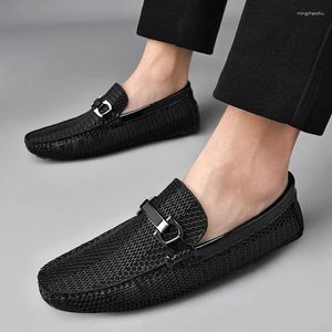 Sıradan Ayakkabı Erkekler İçin Gerçek Deri Slip-On Moccasins Roving Moccasins İtalyan Tasarımcı İtalyan Tasarımcı