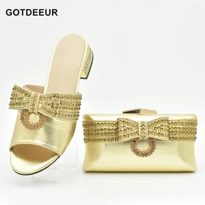 Dress Shoes Arrival Luxury Women Designers Nigerian And Matching Bags Set Decorated With Rhinestone Italian Shoe Bag