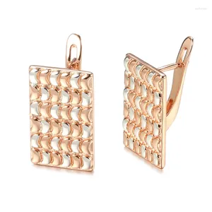 Orecchini doganici clip geometrici 585 paillettes argentate in oro rosa a ciondolo trafitto per la festa con folle di bling wedding gioiello dorato