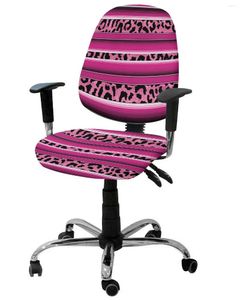 Sandalye Meksika Stripes Leopar Hayvan Cilt Dokusu Gül Kırmızı Elastik Koltuk Kapağı Çıkarılabilir Ofis Slipcover Koltuk