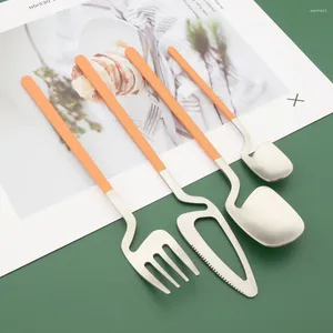 Zestawy zastawy stołowej 4PCS Mat Kolorowy zestaw sztućców 304 Stal nierdzewna sztućca noża Kawa łyżka Silverware Kitchen Strewa