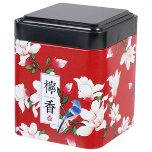 Storage Bottles Tea Canister With Lid Tin Metal Portable Iron Candy Jar Japanese Style Loose Container