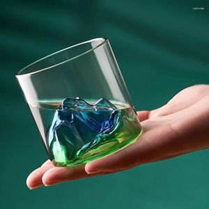 Fincan tabakları Japon viski cam bardağı yaratıcı buzdağı tasarımı dağ su buzul kupası fuji sanat hediyesi