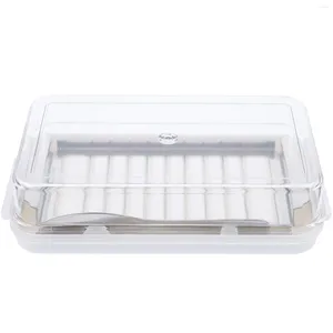 Dinnerware Sets Butter Household Storage Tableware Clear Plastic Cutlery Cutting Container Slicer Snack Tray Case Lid Cheese