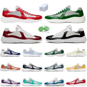 Americas Cup Men Women Casual Scarpe Designer Runner Sneaker Top Piattaforma piatta bassa piatta nera Blu Green Sole in gomma Brevetto in pelle Sneaker Sports