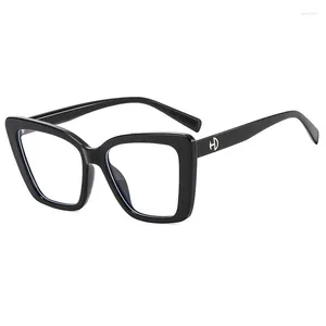 Sonnenbrille 2024 Quadratkatze Eye TR90 Antiblau -Licht Brille Einfache und fortgeschrittene Frauen flache Linsen Trendy Marke Optisch
