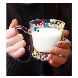 Vinglas i 200 ml dubbla väggkaffe muggar Hög borosilikatglaskoppar för mjölk te vatten snöklot förbehåller mugg