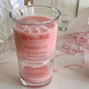 Vingglasögon värmebeständiga rosa bokstäver Glass kopp kaffer dricksvatten koppar med halm kall drycker juice drinkware