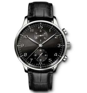 Selling Luxury Watches Men Watch New Portuguese Chronograph Black Dial 40mm Watch I371447 Wristwatches3202651