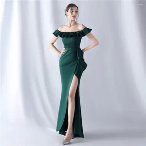 Party Dresses Stylish Boat Neck Prom Dress Mermaid Skirt Pleat Evening Gown