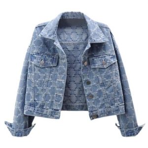 Spring Autumn Women's Jackets broderi Rhinestone Denim Coat Löst bantning Jeans Jacket Kvinnor Långärmar Fashion Top