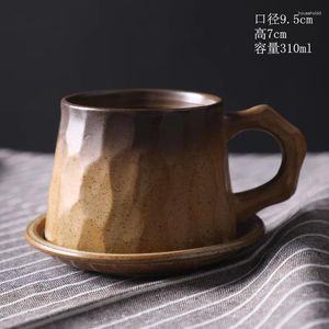 Canecas japonesas de café com cerâmica retro e pires Creative Tarde Tea Office Stoare