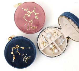 Storage Bags Constellation Gift Jewelry Box Mini Round Case Customizable Christmas & Holiday Personalized