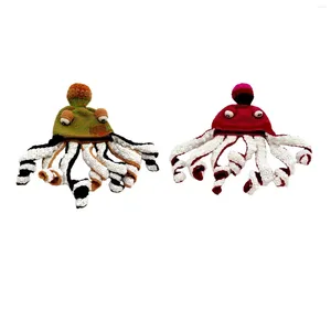 Berets Octopus Squid Hat Soft Knit Beanie Warm Hand Weave Cute Novelty For Women Costume Cosplay Leisure Sports Men Team