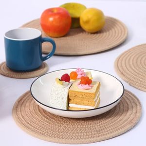 Cotton Yarn Round Table mat Waterproof Dining Tableware Mat Non-Slip Napkin Bowl Pads Drink Cup Coasters Kitchen Accessories