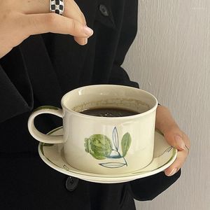 Tassen Finnland mittelalterlicher Kaffeetasse Teller Granatapfelfrucht riesige koreanische Retro -Nachmittagstee -Geschenkbecher