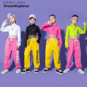 Flickas klänningar flickor gröda topp hip hop kjol tee joggar bantkläder sätter barn sommar kort seve t-shirt outfit child street dance costumes l240402