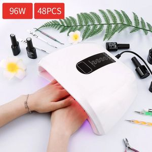 96W Smart Sensor UV LED Lamp Nail Dryer Fast Drying Manicure Pedicure Machine For 2 Hands Feet No Black Skin 240401