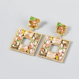 Dangle Earrings Fashion Exaggerated Multi-layered Colorful Square Geometric Big Champagne Pendant Drop For Women Party