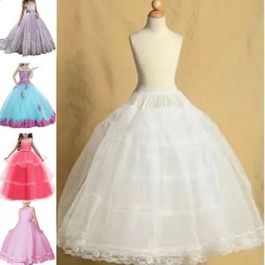 1-18Year White Toddler Petticoat for Girls Kids Crinoline Underskirt Flower Girl Tulle Dance Dress Puffy Skirt Jupon 3Hoop 7Size 240329