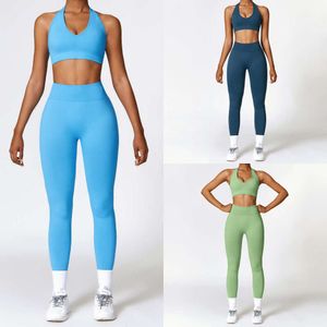 Lu Align Tight Align Set Seamless Outfits Women Running Exercise Set 2Pcs Women's Quick Drying Back Fitness Suit Jogger Lemon Woman Lady