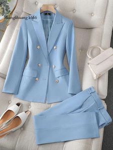 High Office 2024 Quality Ladies Pant Suit Solid Color Women Business Work Wear Blazer Jacket And Trouser Female Formal 2 Piece Sets 240127 4017