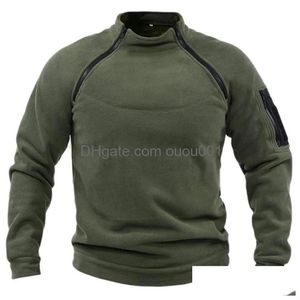 Tactical Polos Stand Collar Mens Sweater Spring Loose Solid Color Outdoor Warm Breathable Jacket Pf Drop Delivery Gear Clothing Dhbsf