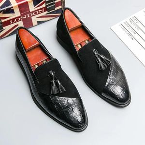 Casual Shoes Fashion Leather Luxury Trendy Slip On Formal Loafers Men Suede Moccasins Italian Black Male Tassel Driving