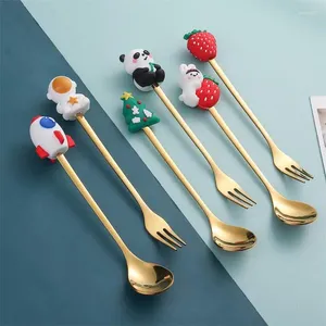 Utensílios de jantar lisos e fáceis de limpar a sobremesa de sobremesa não arranhar utensílios de café frutas de cor brilhante e brilhante