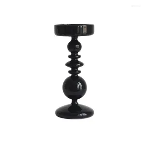 Candle Holders Glass Holder Decor Tea Stick Outdoor Taper Black Clear White