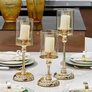 Candele per la cena decorazioni in vetro leggero texture di lusso trasparente europeo splendido squisito tavolo rotondo da base di base decorazione per la casa