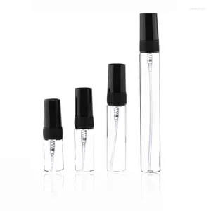 Garrafas de armazenamento 5pcs/pacote preto 2ml 3ml 5ml 10ml Mini perfume portátil garrafa de cosméticos vazios Amostra de teste de tubo de testes finos de vidro de vidro