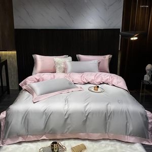 Bedding Sets Luxury 1000TC Egyptian Cotton Embroidery Duvet Cover Flat /Fitted Sheet Pillowcase 4pcs Parure De Lit