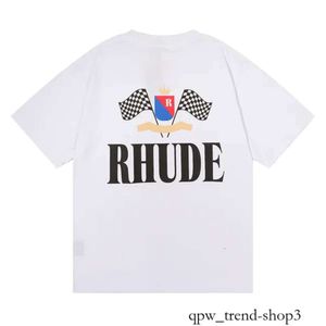 T Shirt Mens Rhude Shorts Tracksuits Designer Printing Letter Black White Grey Rainbow Color Summer Fashion Cotte Top Short SL 123