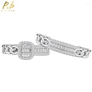 Кластерные кольца Pubang Fine Jewelry 925 Серебряное серебро Создано Moissanite Diamond Band Set для женщин -юбилейных подарков