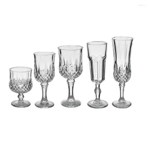 Wine Glasses Lead Free Glass Crystal Red Vintage Embossed Goblet Whisky Brandy Champagne Cup Engraved Wedding Party Gift