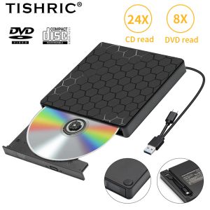 Divings Tishric External CD DVD RW Optical Drive USB 3.0 Type C Player Player Writer Super Drive для настольного компьютера для ноутбука