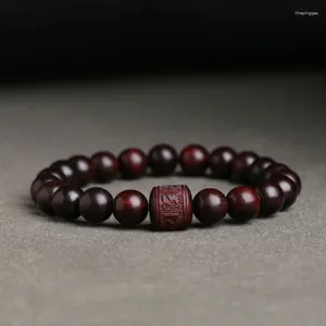 Strand Naturalny Pterocarpus Santalinus Bransoletka Buddha Beads Męskie Six Word Mantra Lucky Crafts Różańca